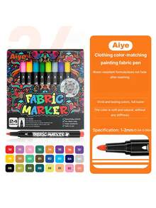 Fabric Marker Pen Is Washable, T-Shirt Clothes Painting Fabric Pen Is Waterproof, And The Fabric Pen Does Not Fade (Available In Single And Double Head Versions) - multicolor - View 8