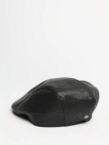 MUSERA Black PU Leather Style Flat Cap Spring Summer Casual Cool Vacation - Black - View 6