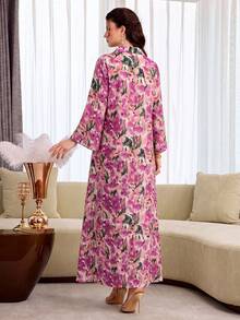 Yasmyna Camisa larga de algodón con cuello, botones delanteros y estampado multicolor - Rosa - Ver 5