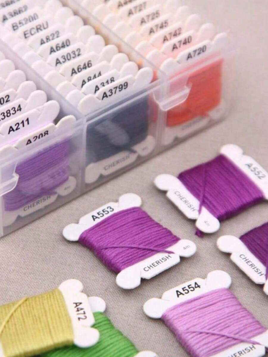 40/80色DIY刺繡線 多色刺繡線 縫紉刺繡線套組附收納盒 - 多色 - 查看 1