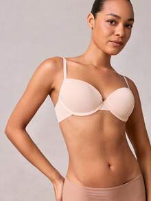 Veilyse Women's Solid Color Minimalist Underwire Push-Up Brafor Summerfor Summer - Apricot - View 5