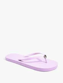 Grefit Women's Flip-Flops, Summer Open-Toe Slippers, Round Toe Simple Solid Color Flip-Flops, Vacation Beach Shoes - Baby Pink - View 10