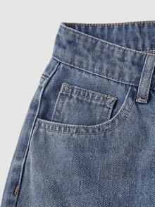Sweetra Women's Jeans, All-Season Embroidered Sweet Casual Straight-Leg Denim Pants, Suitable For Daily Commute, Travel, Versatile Jeans - Light Wash - View 4