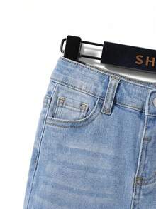 SHEIN Kids Young Boy Fashion Versatile Button Pocket Denim Jeans - Light Wash - View 3