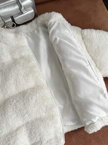 Comfortcana Plus Size Women's Casual Elegant Baggy Smart Vintage American Style White Fuzzy Warm Short Padded Coat Winter Office Going Out Formal Homewear - Beige - View 6