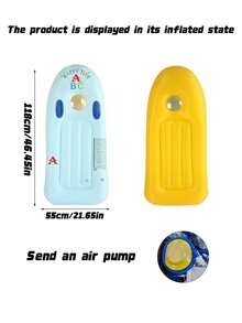 Inflatable Water Floating Bed Made Of Thickened PVC With Handles; Classic Simple Inflatable Pool Floats With Letter Prints In Yellow, Pink And Blue, Suitable As Floating Boards And Rafts For Outdoor Pools, Beaches And Water Parties - multicolor - View 8