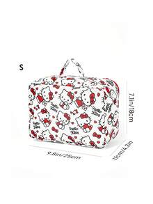 HELLO KITTY AND FRIENDS | SHEIN 卡通網格拉鍊收納5件組，單件或套裝，含衣物收納袋、鞋袋與洗衣袋，透氣網布讓旅行行李井然有序 - 白色和紅色 - 查看 10