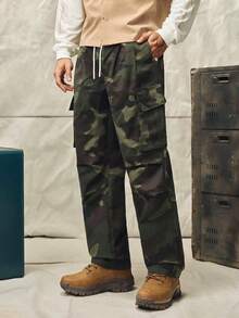 Norleigh 男士秋冬休閒時尚薄款工裝迷彩戶外長褲 - 軍綠色 - 查看 2