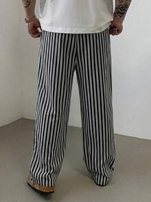 DAZY 男士長款彈性腰條紋長褲，四季夏季皆宜 - 彩色 - 查看 2