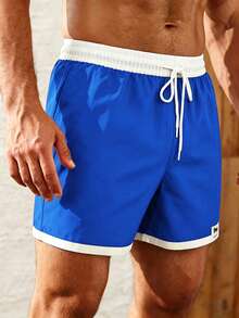 Manfinity KASUA Men's Colorblock Drawstring Waist Casual Beach Shorts For Vacation - Multicolor - View 5