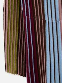 Nöista Multicolor Ribbed Knit Long Dress, Crew Neck, Long Sleeves, Elegant, Casual Chic. Office, Dinner Date, Weekned,  Fall, Autumn, Winter Outfit.. - Multicolor - View 12