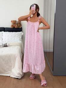 Napfluff Camisola Feminina com Manga Borboleta em Folha de Lótus de Borda Macia, Laço Fofo e Listras - Rosa Bebê - Visão 1