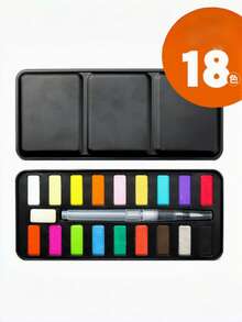 Portable Solid Watercolor Paint Kit With Mixing Palette, DIY Art Supplies In Metal Case, Travel Painting Set For Journaling & Card Making, Adults - one-size - View 7