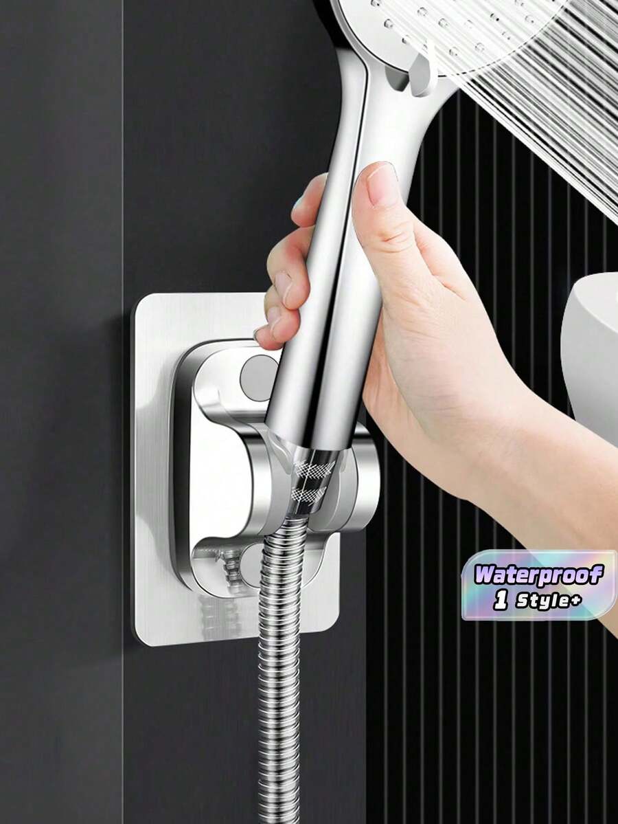 1PC No-Drilling Adjustable Shower Head Holder, Wall Mount Bracket With Universal Fit For Handheld Shower, Easy Install Bathroom Accessory - silver - View 1