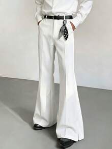 Manfinity Hypemode Pantalones largos casuales de unicolor versátiles para uso diario y viajes para hombres de talla grande - Blanco - Ver 4