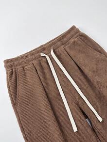 STEELVANCE Men's Solid Color Drawstring Waist Casual Versatile Everyday Travel Long Pants - Khaki - View 4