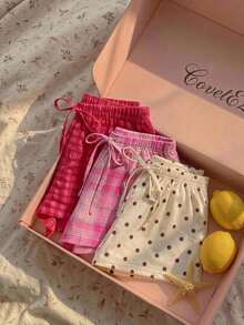CovetEZ 女款休閒格紋與波點印花短褲，夏季 - 彩色 - 查看 7