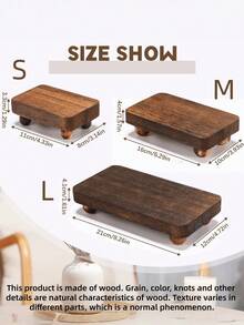 1/3 Packs Brown Wooden Stackable Riser Display Stands, 3 Sizes Farmhouse Kitchen Countertop Storage Tray, No Power Needed, Home Kitchen Decor Organizer, Back To School Must-Have Supplies - multicolor - View 3