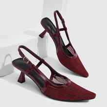CUCCOO SZL Zapatos de tacón alto de unicolor para mujer, zapatos de primavera, tacones para vacaciones de primavera, Pascua, baile de graduación y Navidad - Rosa Roja - Ver 4