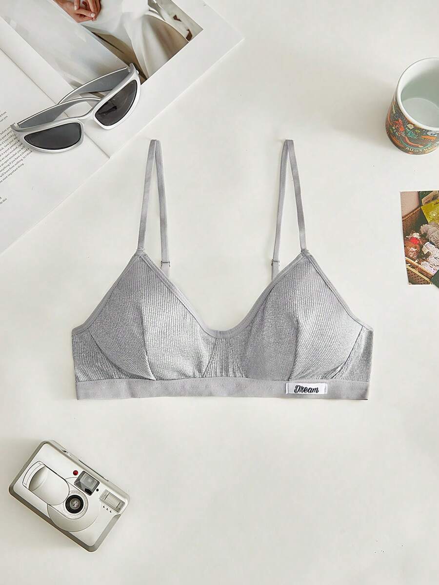 Lowkey Lull Women's Casual Daily Spaghetti Strap Bra - Grey - View 1