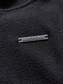AXEPEAK 男士時尚百搭拉鍊連帽長袖拼色連帽衫 - 黑色 - 查看 5
