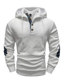 Manfinity Homme Sudadera con capucha casual y versátil para hombre para primavera y otoño - Blanco - Ver 4