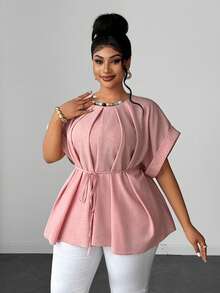 Maweii Spring/Summer Casual Vacation Elegant Sophisticated Niche Design Daily Wear Evening Office Commute Dusty Pink Slimming Plus Size Women's Blouse - Pink - View 6
