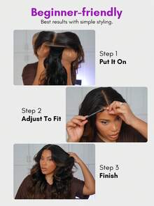 ALL READY WIG Wear & Go 7x5 蕾絲假髮 黑色漸層栗棕色 Funmi 鬆散波浪 無膠假髮 漂白髮結 拔除自然髮線 180% 密度 100% Remy 真人髮 預捲髮 附嬰兒髮 24英吋 - SNatural/4 - 查看 11
