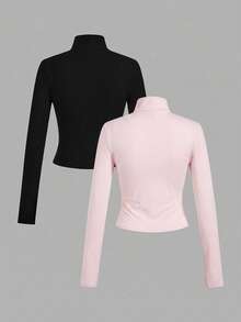 SHEIN Girlism Teen Girls All-Match Casual Versatile Zipper 2pcs Pieces Set, Multi-Piece Set - Multicolor - View 2