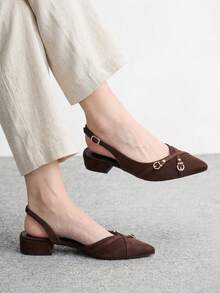 CUCCOO BIZCHIC New Design Pointed Minimalist Commuter Style Stylish Flats, Suitable For Christmas And Spring Wear - Dark coffee brown.. - View 4