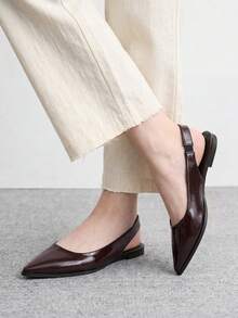 CUCCOO BIZCHIC 棕色尖頭平底女鞋 休閒通勤款 簡約百搭 日常通勤辦公穿著 - 三刀棕 - 查看 3
