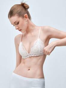 Softvol Holiday Season New Lace Bra Set, French Triangle Cup Women's Soft Seamless Sexy Lingerie For Small Bust - Multicolor - View 6