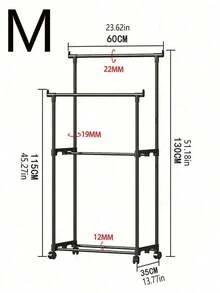 1pc Mobile Standing Coat Rack With Wheels, Indoor Home Bedroom Laundry Clothes Drying Hanger Rack, Adjustable Single/Double Rod, Suitable For Room, Balcony, Dorm, Living Room - Multicolor - View 8
