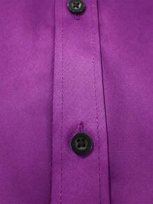 Manfinity Mode Men's Textured Design Casual Business Long Sleeve Shirt, Formal - Purple - View 4