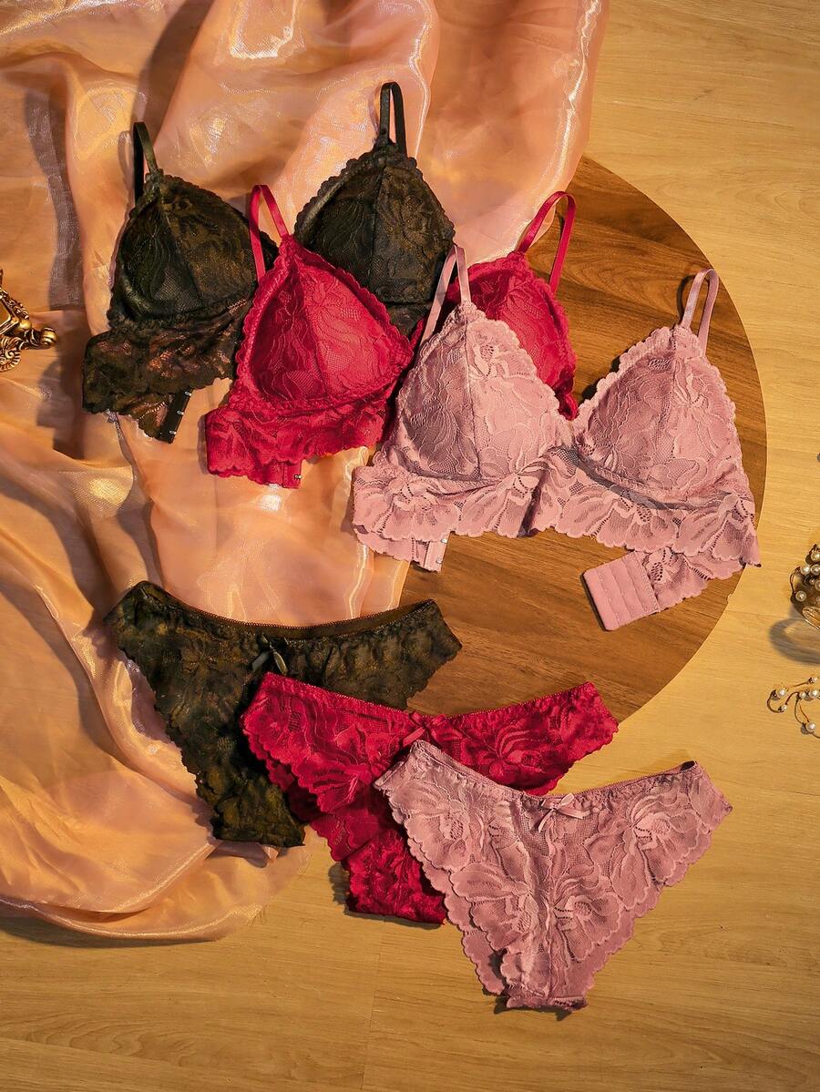Divavoom Women's Fashion Lace Lingerie Set 6 Pieces - Multicolor - View 1