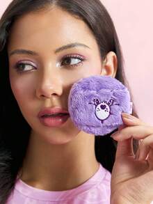 Puff morado + caja de almacenamiento transparente