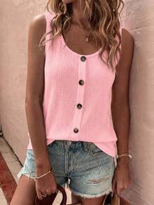 EMERY ROSE Women's Solid Color Casual Versatile Daily Wear Top - Pink - View 3