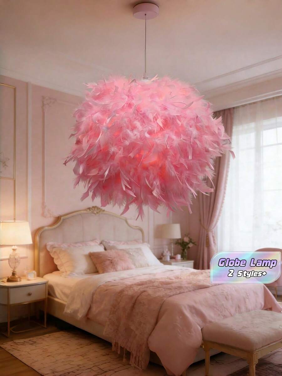 1PC 40cm 30cm Warm Romantic Artificial Flame Sphere Lamp Shade Retractable White Flame Globe Lamp Cover With Stand For Home Party Decor Shade Only - pink - View 1