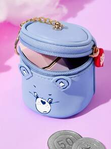 SHEIN X Care Bears Mini Coin Purse With Bear Print, Acrylic Charm & Keychain, PU Leather Storage Pouch For Earbuds Coins Jewelry,Cute Bag Accessory For Girls Daily Carry - Blue - View 3