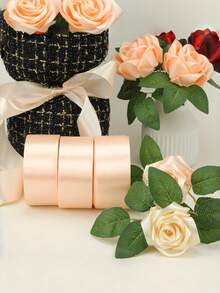 3pcs/Pack, 22m Long 4cm Wide Satin Ribbon, ForHoliday Gifts, Wedding Decor, DIY Crafts, Bows,Headbands, Back To School Valentine Day - Multicolor - View 7