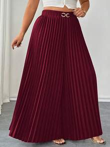 Elenzga Plus Size Spring New Pleated Wide Leg Pants, Suitable For Commuting, Gatherings And Various Occasions. Suitable For Casual, Commuting, Vacation, Afternoon Tea, Christmas Party And Other Occasions. - Burgundy - View 7