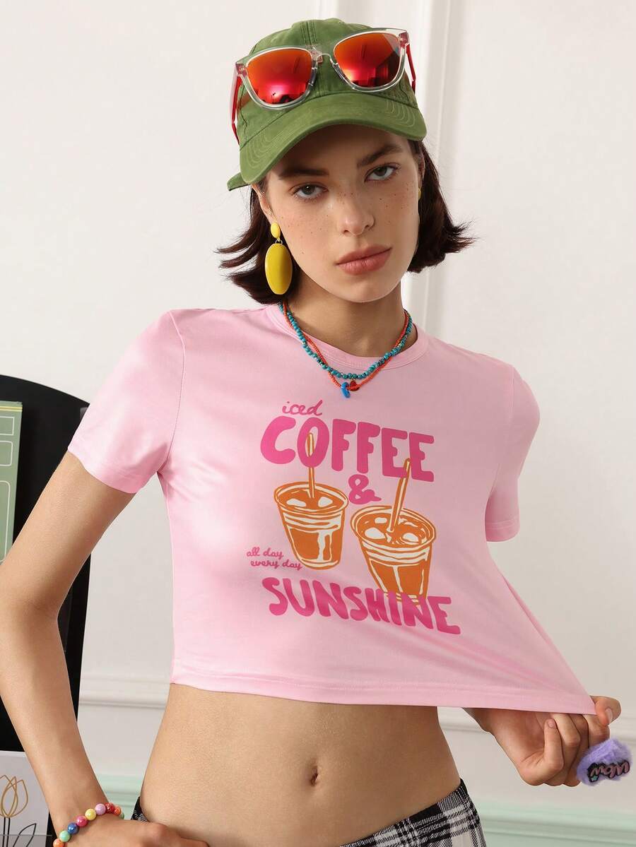 Chillnights 女款街頭風休閒標語印花圓領可穿式睡衣上衣 T-Shirt - 彩色 - 查看 1