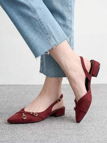CUCCOO BIZCHIC New Design Pointed Minimalist Commuter Style Stylish Flats, Suitable For Christmas And Spring Wear - Burgundy.. - View 3