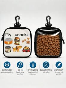 1 Pack Portable Polyester Dog Training Treat Bag With Zipper Closure, Colorful Pet Snack Pouch With Single-Sided Printing & One Transparent Side, Pet Accessory For Outdoor Activities & Dog Walking - Multicolor - View 6