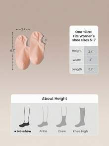 GLOWMODE 3 Pairs Invisible No-Show Socks Walk A Mile Soft Grip Daily Studio Workout Gym - Peach Muzz - View 7