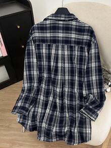 Franclia Set de 2 piezas de top de tirantes de unicolor casual y camisa a cuadros, otoño - Multicolor - Ver 2