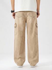 SHEIN Explorewe Celana Jeans Kargo Kasual Luar Ruangan untuk Remaja Laki-Laki - Khaki - View 3