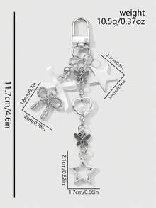 ROMWE Kawaii 1 Multi-Specification Ins Sweet Girl Versatile Multi-Color Resin Rhinestone Star Love Strawberry Polka Dot Bow DIY Keychain Bag Pendant - Multicolor - View 18