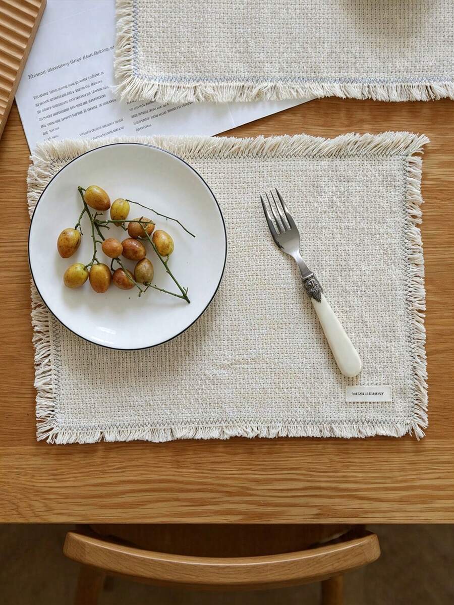 Haus Hana 1pc American Style Thick Thread Fabric Napkins, Raw Edge Textured Table Mats, Food Photography Backdrop Prop For Styling Shooting - Multicolor - View 1