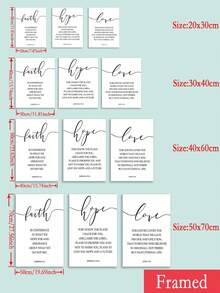 3PCS Minimalist Faith Hope Love Definition Positive Quote Wall Art Framed Poster Set For Living Room Bedroom Office Home Decor Gift - Black and White - View 2